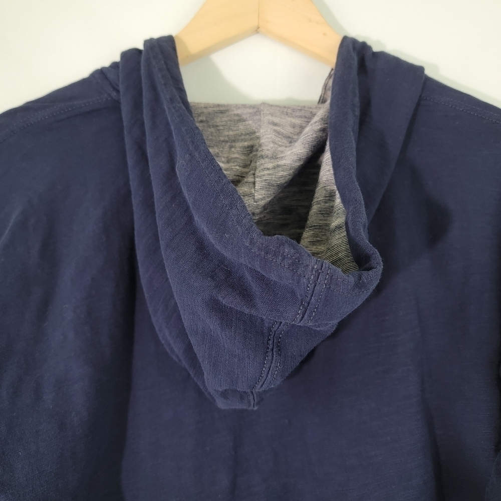 LRL Lauren Jeans Navy Blue Hooded Sweatshirt Women Sz M Drawstring - Picture 7 of 11